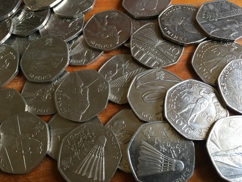 50p coins fifty - 50p,